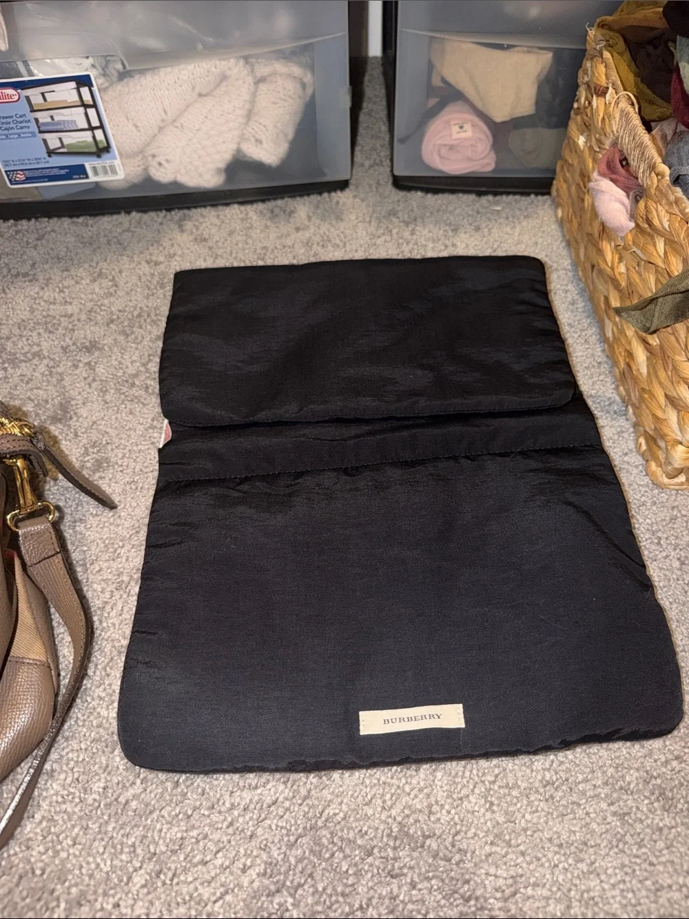 Authentic Burberry Diaper Bag Taupe with Signature Check